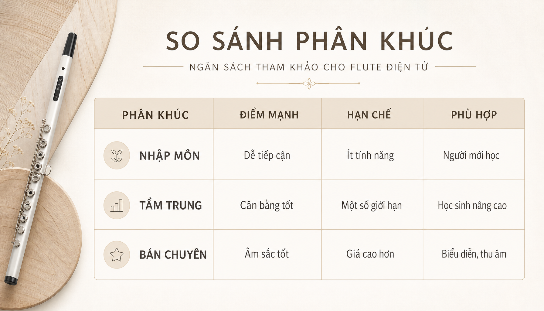 Chọn sáo điện tử theo ngân sách từ cơ bản, tầm trung, biểu diễn