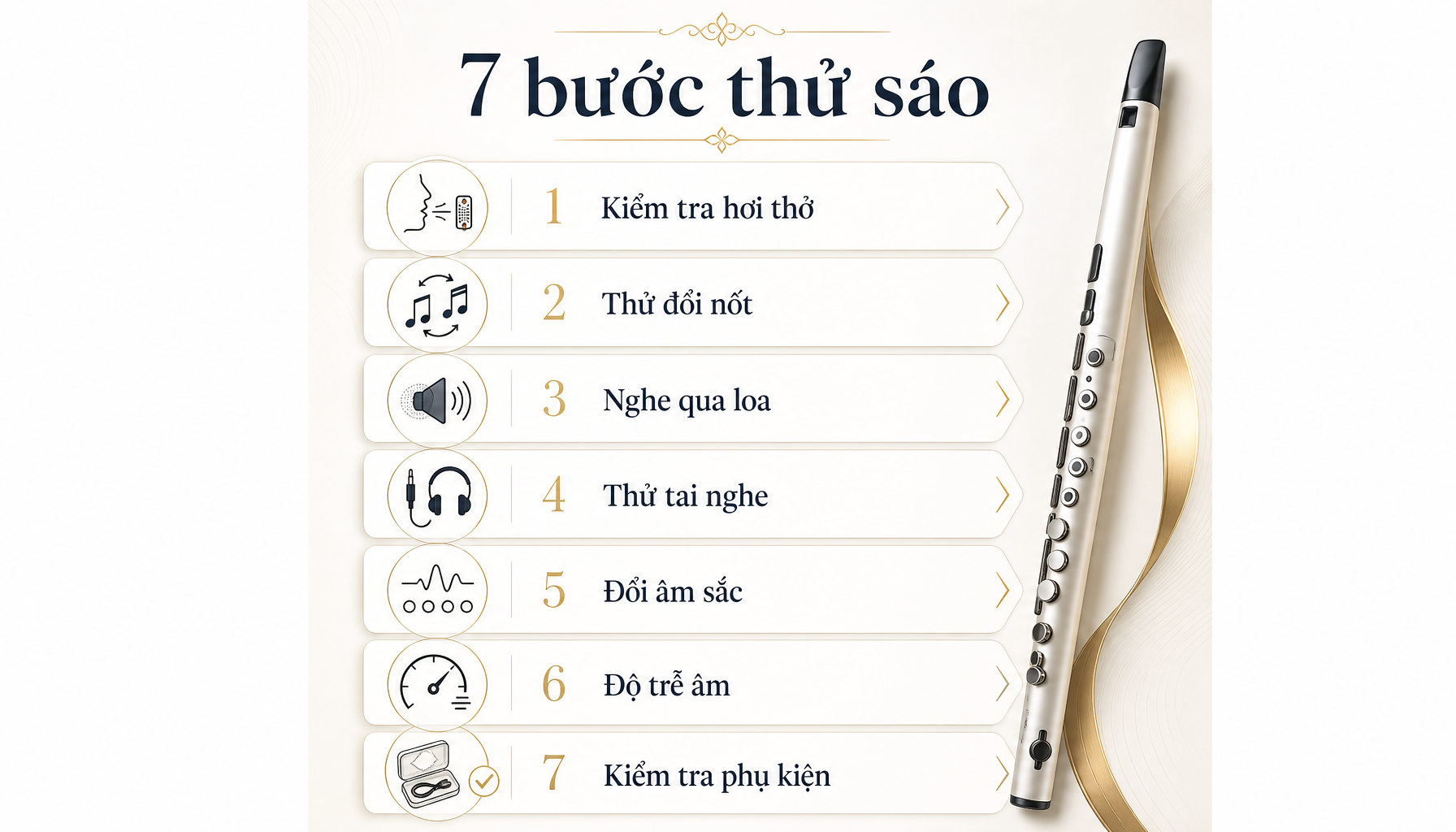 Checklist thử sáo điện tử trước khi mua