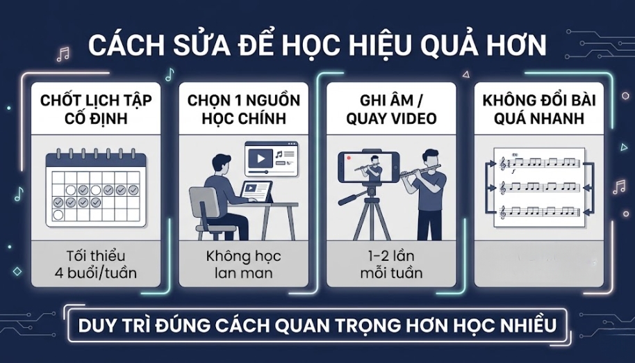 Duy trì học sáo điện tử hiệu quả bằng lịch tập cố định
