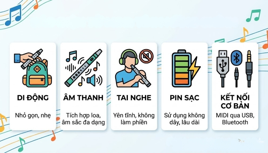 Tính năng phổ biến của sáo điện tử mini