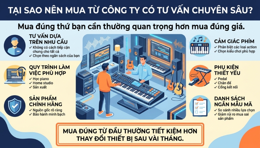 Tư vấn chuyên sâu giúp chọn đúng MIDI controller 88 phím theo nhu cầu thực tế