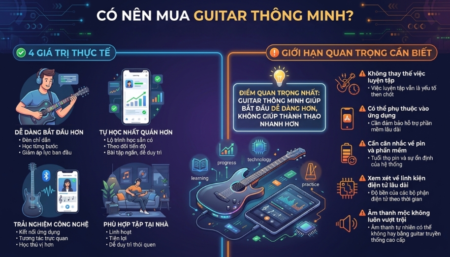Có nên mua smart guitar? Lời khuyên chi tiết cho người mới 3 4 giá trị thực tế và những giới hạn cần biết trước khi mua smart guitar