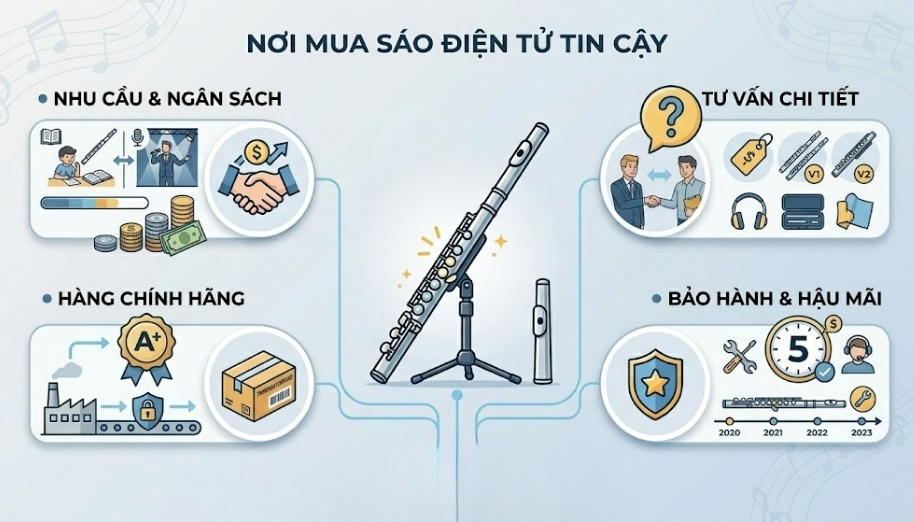 Sáo điện tử giá bao nhiêu? Bảng giá cập nhật mới nhất 5 Lựa chọn địa chỉ bán sáo điện tử uy tín, có showroom trưng bày và nguồn hàng minh bạch