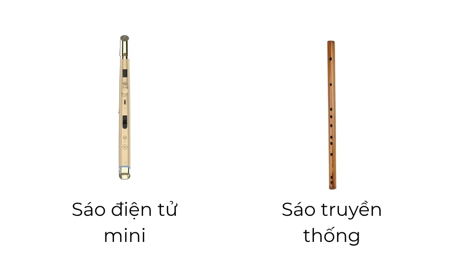Sáo điện tử mini và sáo truyền thống