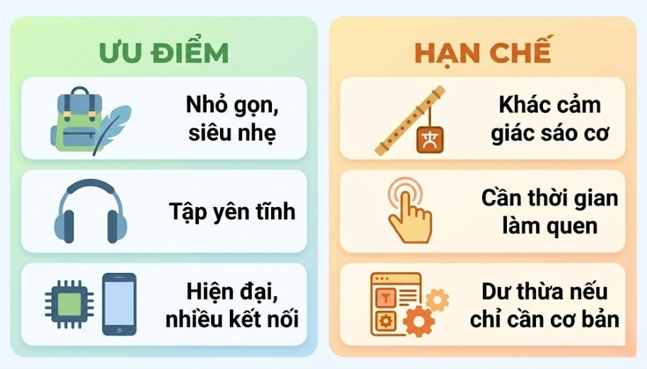 Review sáo điện tử Clarii Mini: Có đáng mua cho tập tại nhà? 4 Hoàn hảo để tập yên tĩnh, nhưng không thay thế cảm giác sáo cơ truyền thống.