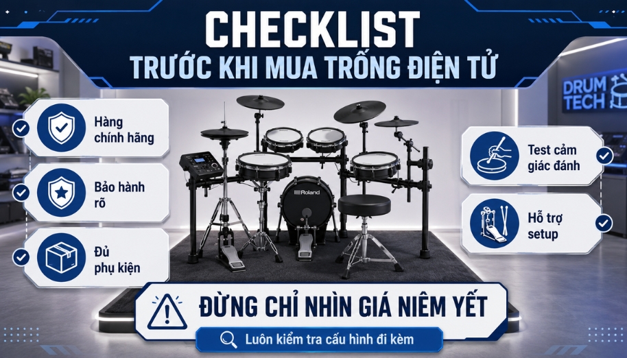 Trống Điện Tử Cho Người Mới Bắt Đầu: Hướng Dẫn Chọn Mua Chuẩn 11 Checklist trước khi mua trống điện tử cho người mới