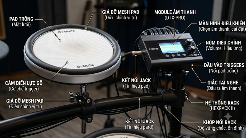 Pad trống Yamaha được đánh giá bền và đủ ổn định cho nhu cầu luyện tập thường xuyên