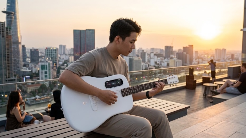 Top 4 các hãng smart guitar tốt nhất hiện nay bạn nên biết 3 Đàn Smart Guitar Lava Music tại nhà, thể hiện rõ thiết kế hiện đại và tinh thần công nghệ.