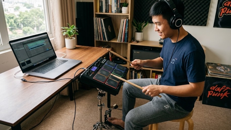 So sánh trống điện tử mini drum pad mini drum kit percussion pad