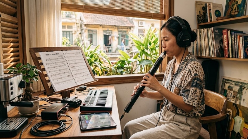 Luyện cảm âm Khát Vọng với sáo điện tử qua từng đoạn ngắn