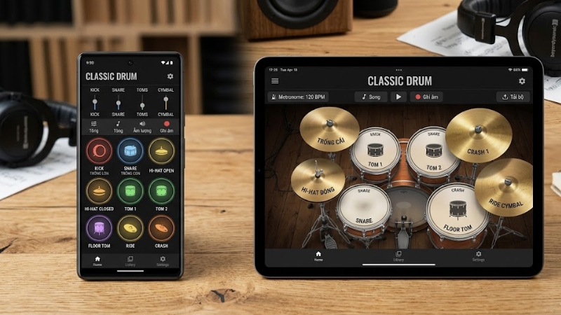 Classic Drum Trống Điện Tử: App Chơi Trống Ảo Cực Đơn Giản 1 Classic Drum trống điện tử giao diện app bộ trống ảo