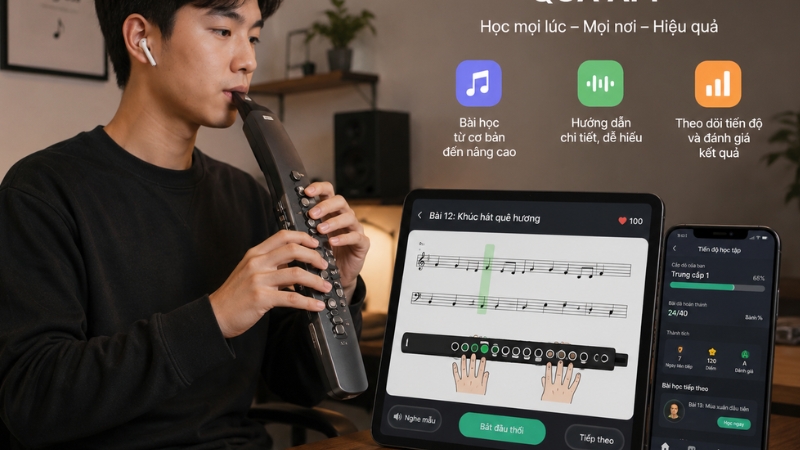 Top 5 app học sáo điện tử hiệu quả cho người mới bắt đầu 2 Người dùng có thể sử dụng các thiết bị như Aerophone hoặc EWI