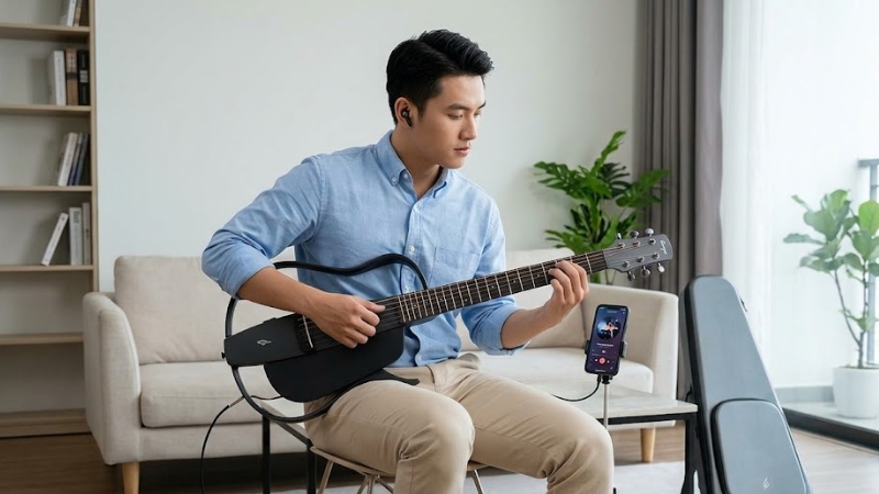 Top 5 Smart Guitar Tốt Nhất Nên Mua Cho Người Mới Bắt Đầu 7 Enya NEXG 2 Basic trong không gian phòng khách hoặc phòng làm việc tại nhà