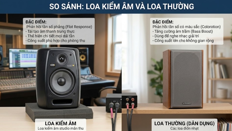 So sánh loa kiểm âm và loa thường