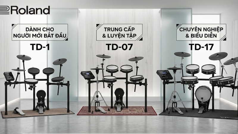 Trống điện tử Roland có tốt không? Đánh giá chi tiết từ chuyên gia 5 Chọn trống Roland theo cấp độ 3 model đại diện TD-1, TD-07, TD-17