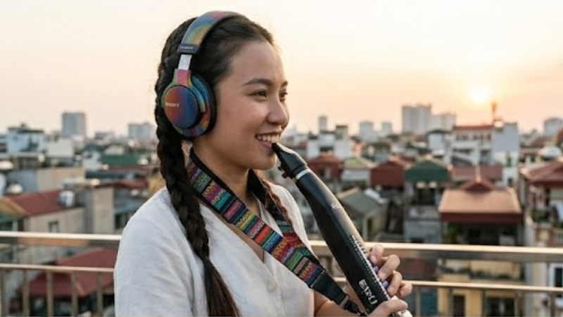 Luyện tập từng câu Chúc Em Bên Người trên sáo điện tử tại nhà