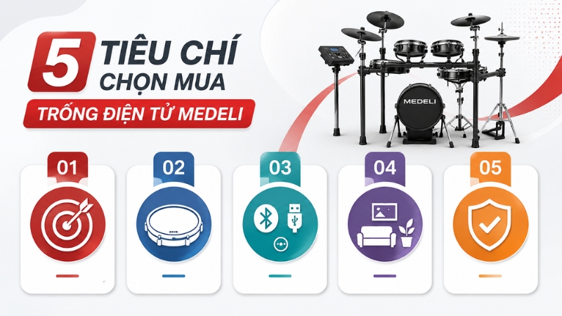 Trống điện tử Medeli có tốt không? Tư vấn chọn mua cho người mới 3 Tiêu chí chọn trống điện tử Medeli