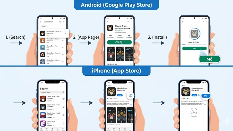 Classic Drum Trống Điện Tử: App Chơi Trống Ảo Cực Đơn Giản 4 Cách tải Classic Drum trên Android iPhone
