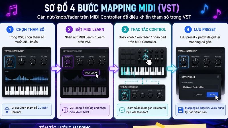 Cách sử dụng MIDI Controller hiệu quả từ A-Z cho người mới 5 Cách map MIDI Controller cơ bản bằng MIDI learn
