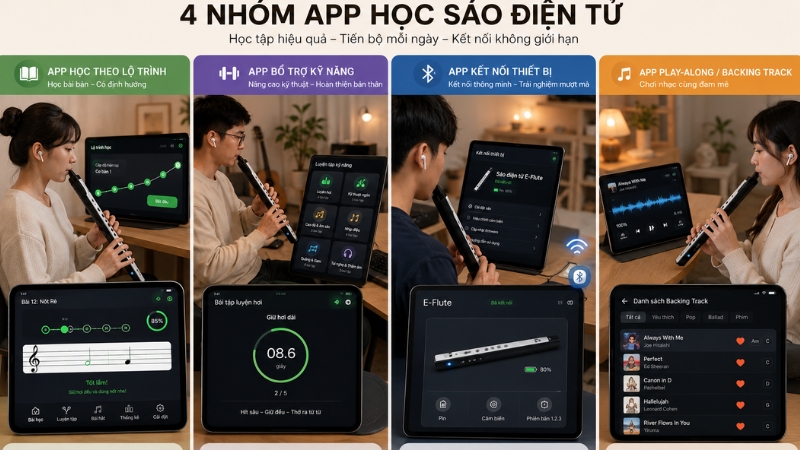 Top 5 app học sáo điện tử hiệu quả cho người mới bắt đầu 3 4 nhóm app học sáo điện tử phổ biến