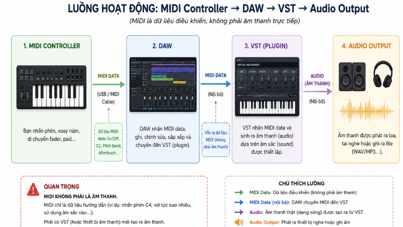 Cách sử dụng MIDI Controller hiệu quả từ A-Z cho người mới 1 MIDI Controller là gì và cách hoạt động với DAW