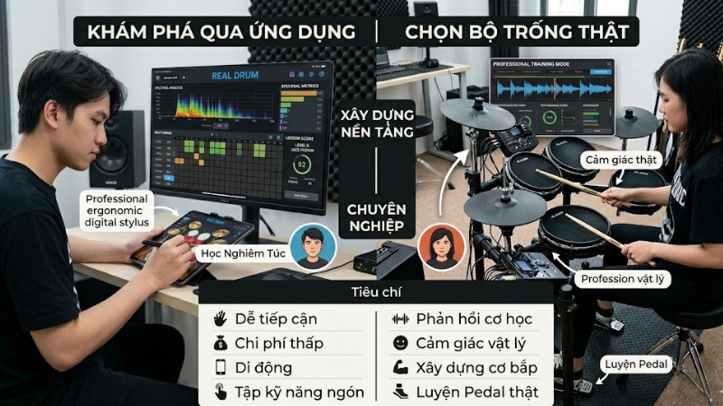 Real drum và trống điện tử sẽ có những giá trị nhất định với từng nhu cầu sử dụng