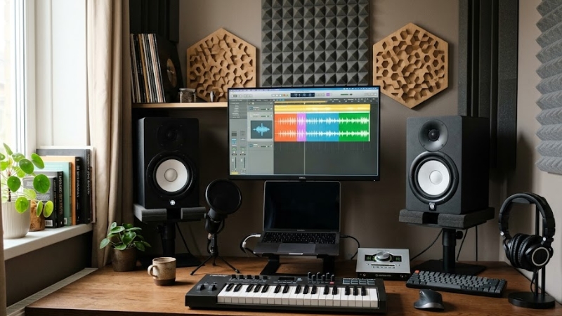 Loa kiểm âm nghe nhạc có hay không? Khi nào nên chọn? 4 Setup loa kiểm âm cho bàn làm việc phòng nhỏ