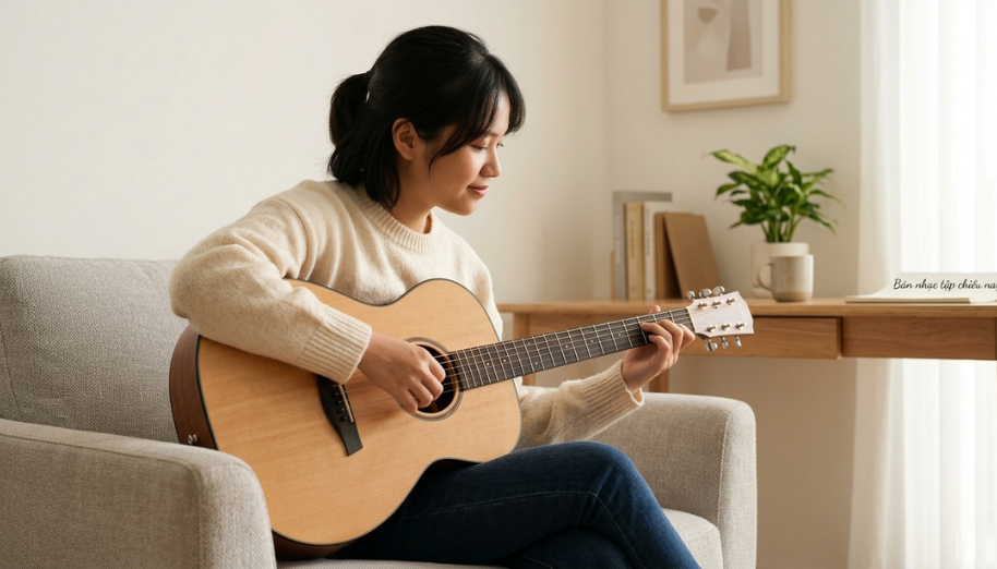 Đàn Guitar Dáng Grand Concert: Đặc Điểm, Chất Âm và Cách Chọn 3 Thùng đàn nhỏ gọn giúp ôm sát người, hạn chế tối đa cấn mỏi cánh tay khi tập luyện lâu
