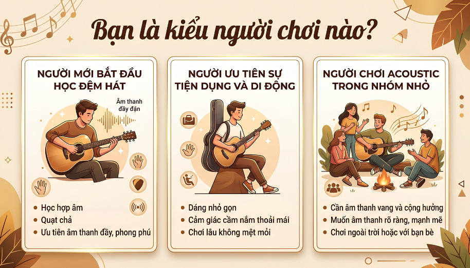 Đàn guitar dáng Dreadnought là gì? Đặc điểm và cách chọn mua 6 Nhận diện nhanh mục tiêu học và hoàn cảnh sử dụng để đưa ra quyết định chọn dáng đàn chính xác nhất