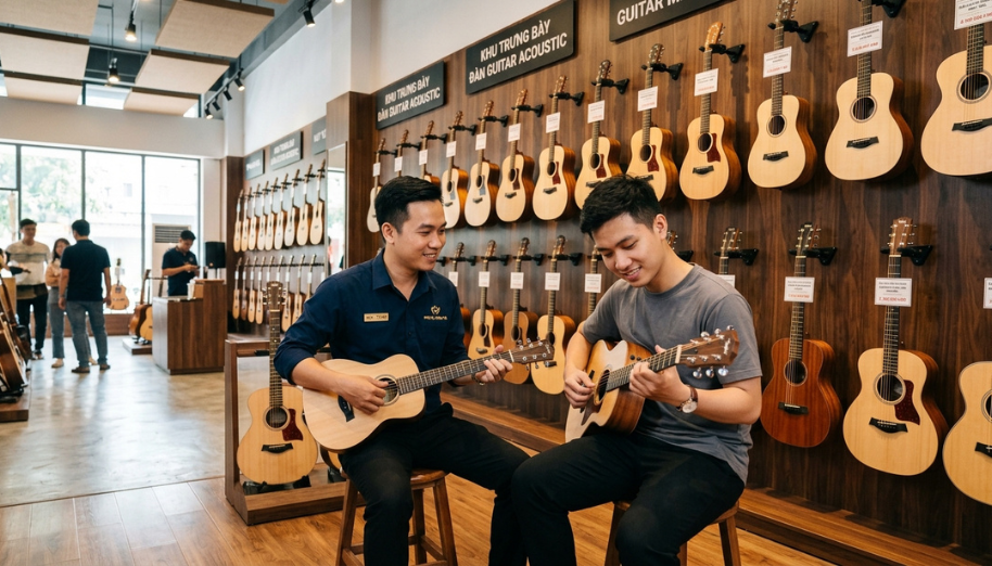 5 Cách chọn đàn guitar travel size nhỏ gọn chất lượng nhất 5 Trải nghiệm thực tế và nhận tư vấn cách chọn mua guitar travle size nhỏ tại showroom Trung Nguyên Piano