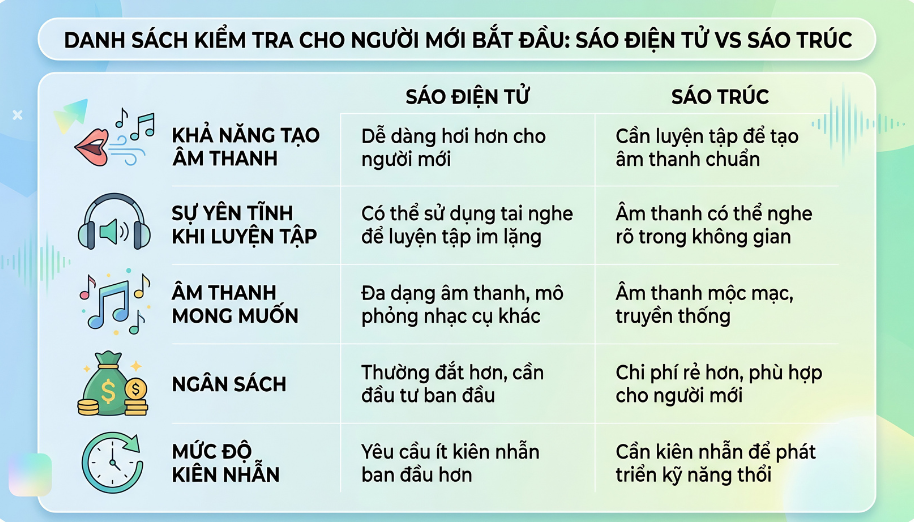 So sánh sáo điện tử và sáo trúc: Loại nào phù hợp người mới? 2 5 tiêu chí quyết định nên chọn sáo điện tử hay sáo trúc