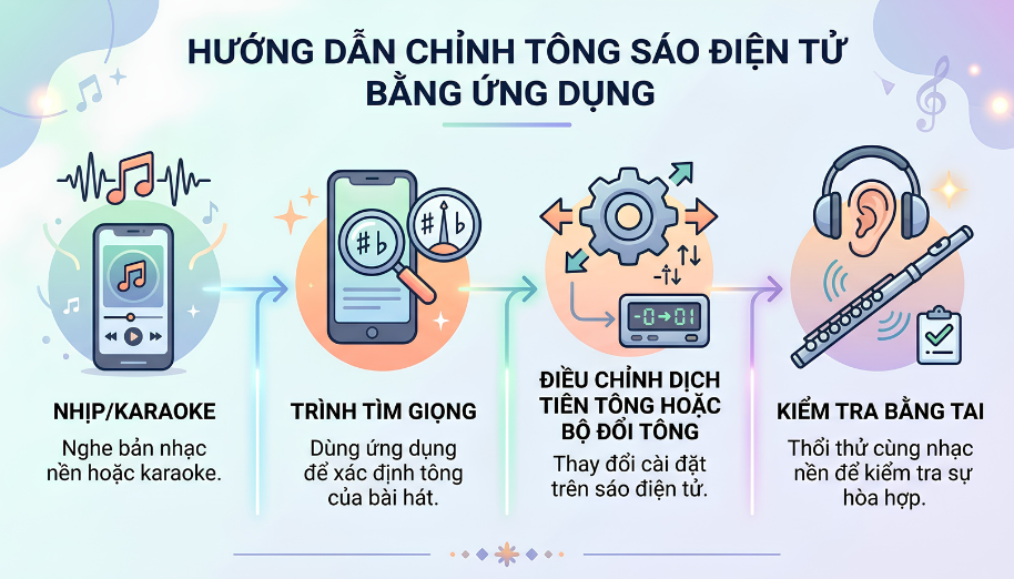 Tone sáo điện tử là gì? Cách chỉnh tone sáo chơi khớp beat nhạc 8 Workflow tối ưu kết hợp giữa app dò tone và sáo điện tử